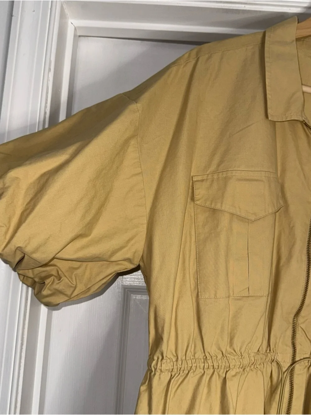 J. Crew Puff Sleeve Poplin Dress Mini XXL Golden Desert Tan